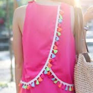 👗NWOT Boutique Pink Tassel Dress Sz L (Judith M)